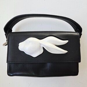 ANDRES GALLARDO FLAP MINI RABBIT HEAD BAG BLACK